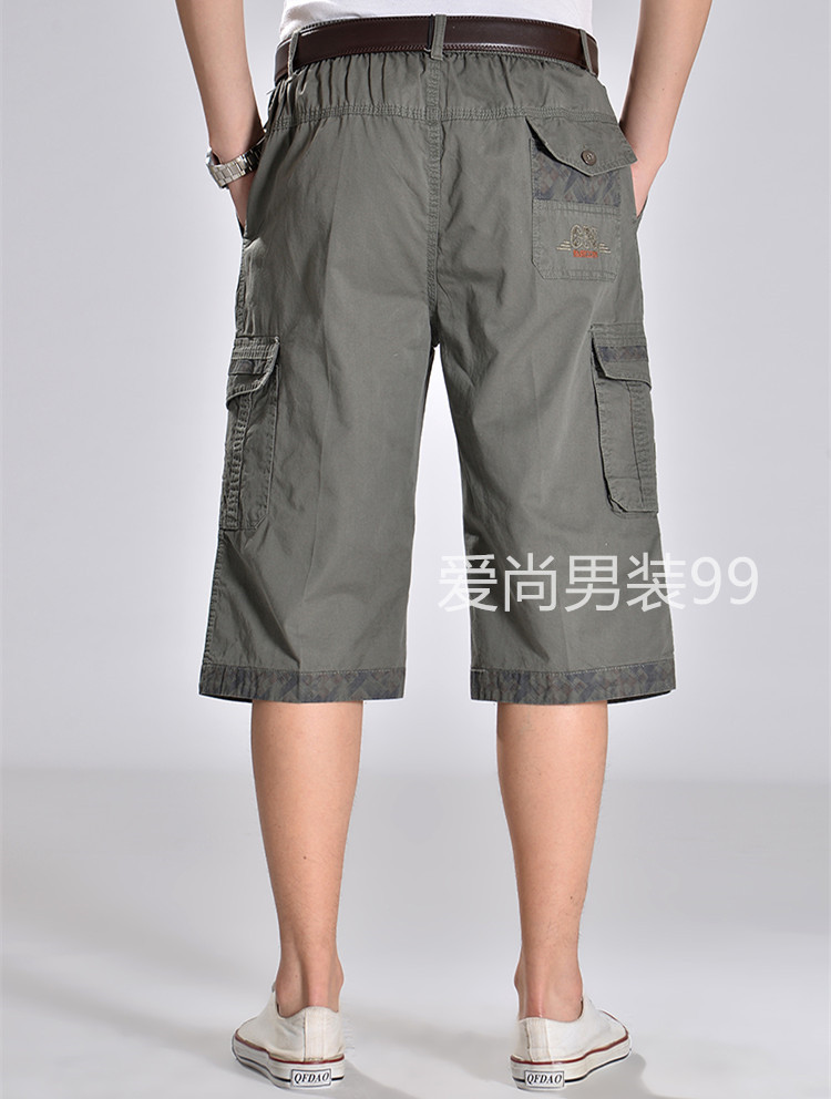 Mùa hè quần trung niên nam cắt cạp Quần cotton nam Quần lửng ống rộng Đàn hồi trung tính cộng với phân bón tăng jogger nam