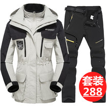 Outdoor stormsuit suit womens Tide brand two-piece three-in-one Korean bf Harajuku autumn winter Tibet tourist Man