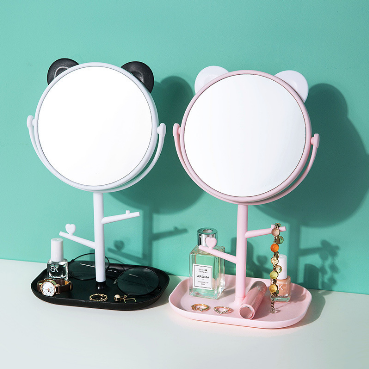 Bedroom desktop multifunction make-up mirror cute cartoon large number rotating make-up mirror Cartoon princess mirror girl's heart