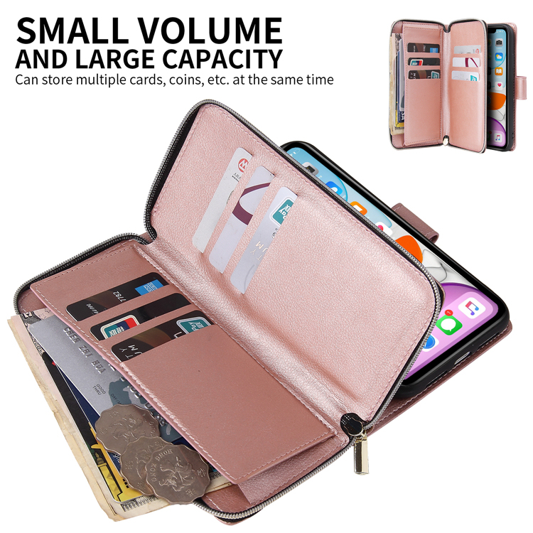 Iphone17 Phone Case 16 Suitable for Apple 11 Protective Leather Case 13Promax High-End Card Holder Coin Purse Xr Multifunctional All-In-One Ip15 Flip Cover 14Plus European and American Anti-Drop Shell