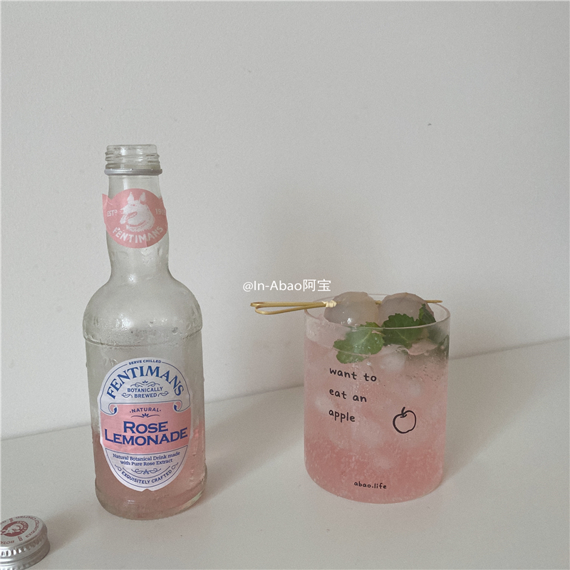 Abao-Homemade South Korea Ins Line Illustrations English Glass Cups Large Capacity Coffee Cup Juice Milk Cup Round