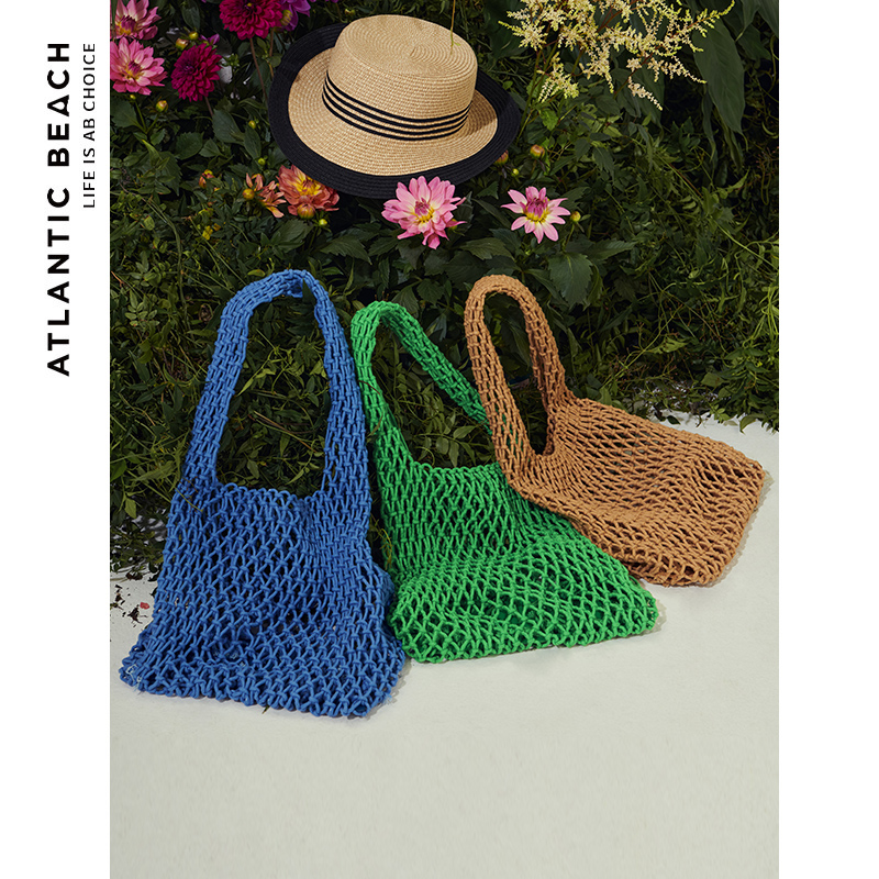 atlanticbeach French style holiday beach bag women large capacity single shoulder handwoven bag summer seaside out-Taobao