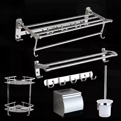 Towel rack Powder room 304 stainless steel storage bath towel rack Bathroom toilet toilet rack Wall rack