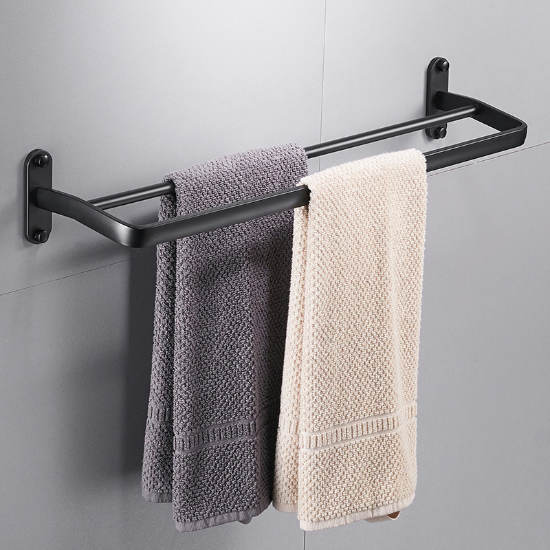 Towel rod free punch toilet lengthened bathroom cool double pole wall hanging towel frame toilet single rod kitchen black