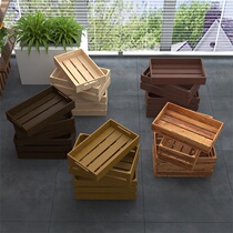 Solid wood box retro storage frame fruit rectangular props decoration storage box supermarket window display box customization