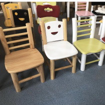 Simple solid wood childrens chair cute smiling face back chair home baby dining chair bench kindergarten seat