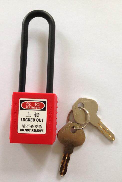 Export European and American electrical safety lock ABS industrial engineering plastic 75mm insulated long beam padlock safety padlock