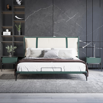Medium leather bed light luxury modern leather bed simple Italian minimalist fashion creative high-end double master bedroom big wedding bed