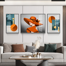 Triple painting living room decoration painting modern simple abstract figure sofa background wall hanging painting Crystal porcelain painting light luxury mural