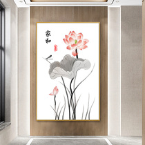 Lotus cross stitch 2021 New thread embroidery living room Chinese style vertical porch flower series simple embroidery