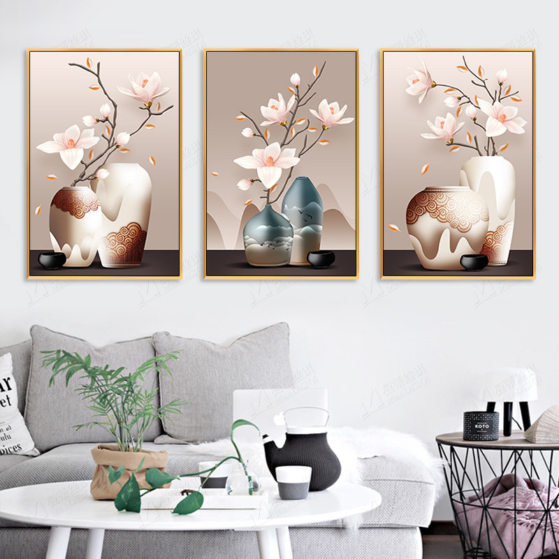 Jade Orchid Cross embroidered 2021 new living room thread embroidered triple painting flower bedroom by itself embroidered with embroidered bottle embroidery