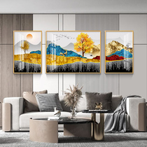 Fortune deer decorative painting living room light luxury back with backer triple painting Crystal porcelain Diamond sofa background wall painting mural hanging painting