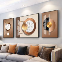 Modern simple living room decorative painting light luxury atmospheric sofa background wall triple hanging painting abstract geometric crystal porcelain mural