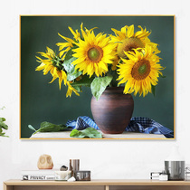 Sunflower cross stitch 2021 New thread embroidery living room small piece own embroidered restaurant handmade vase flower series