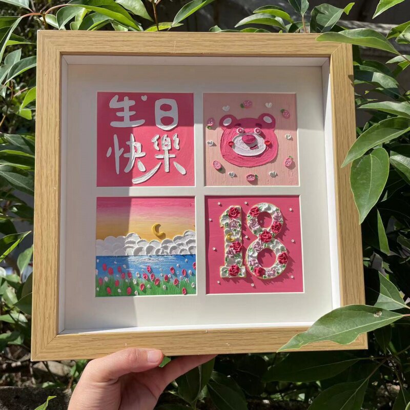 diy oil painting stick hollow solid picture frame painting 10x10cm paper mounting pendulum table square 49 Miyako picture frame-Taobao