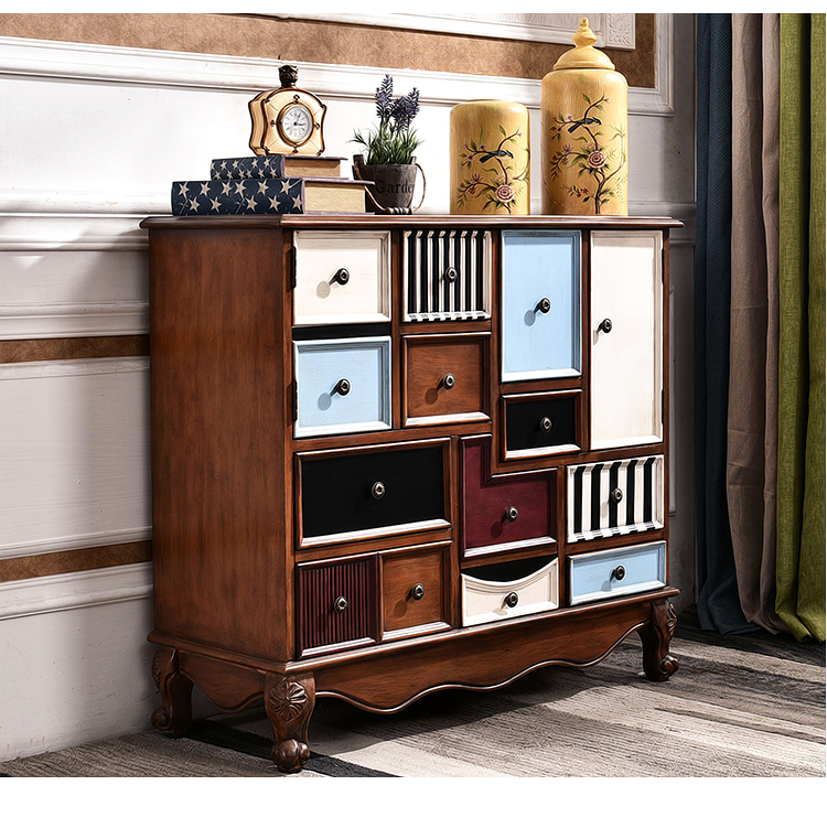 Mười xô retro Mỹ tủ ngăn kéo tủ phòng khách Châu Âu tủ khóa phân loại phòng ngủ lưu trữ tủ bên trong tủ quần áo tủ đựng giày