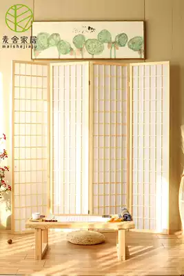 Screen partition bedroom partition shield live broadcast background Japanese lattice folding mobile cover home living room solid wood