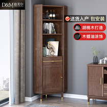 New Chinese solid wood corner cabinet walnut light luxury living room corner cabinet bedroom locker corner shelf