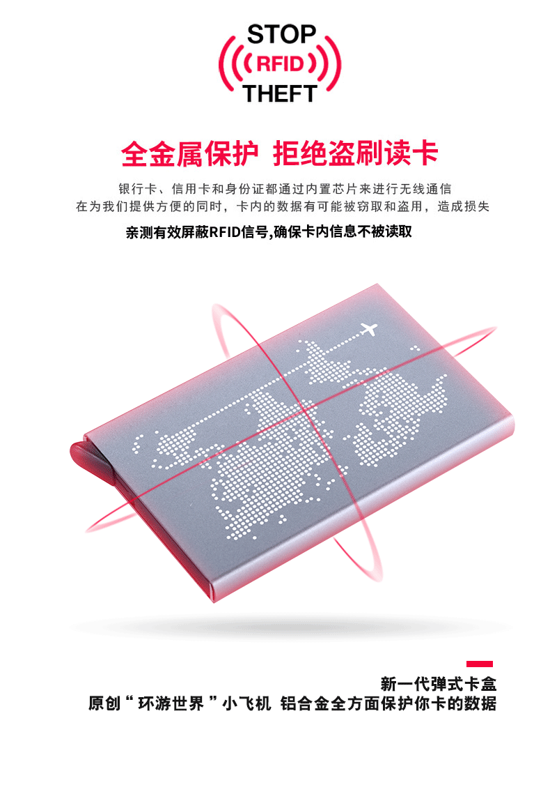 Bàn chải chống trộm gói thẻ nhỏ che chắn NFC ví chống khử kim loại Hộp thẻ tự động nam Thẻ RFID đặt ví siêu mỏng - Chủ thẻ ví đựng thẻ nữ