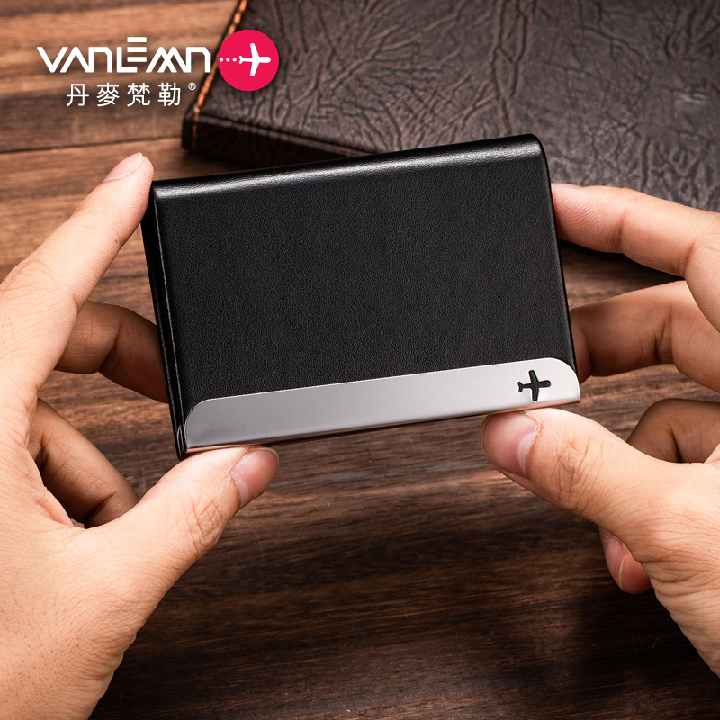 Danish Vanlemn creative men's name Sheets Box Business Lady Large Capacity Vehicular name sheet clip accommodating genuine leather ultra-thin Carry-on Luxury Portable High-end Custom Logo insinuations