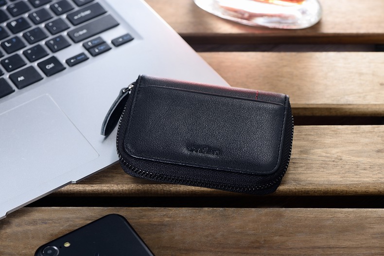 Đan Mạch Vanlemn bàn chải chống trộm thanh toán flash Gói thẻ da RFID che chắn tín hiệu NFC bộ ví tiền từ tính - Chủ thẻ ví cầm tay nữ hàng hiệu