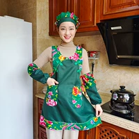 Зеленый фартук, нарукавники, шапка, комплект