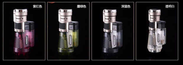 Baicheng xác thực nhẹ hơn công suất lớn trong suốt ba hộp quà tặng sinh nhật siêu thẳng và chống gió bật lửa súng