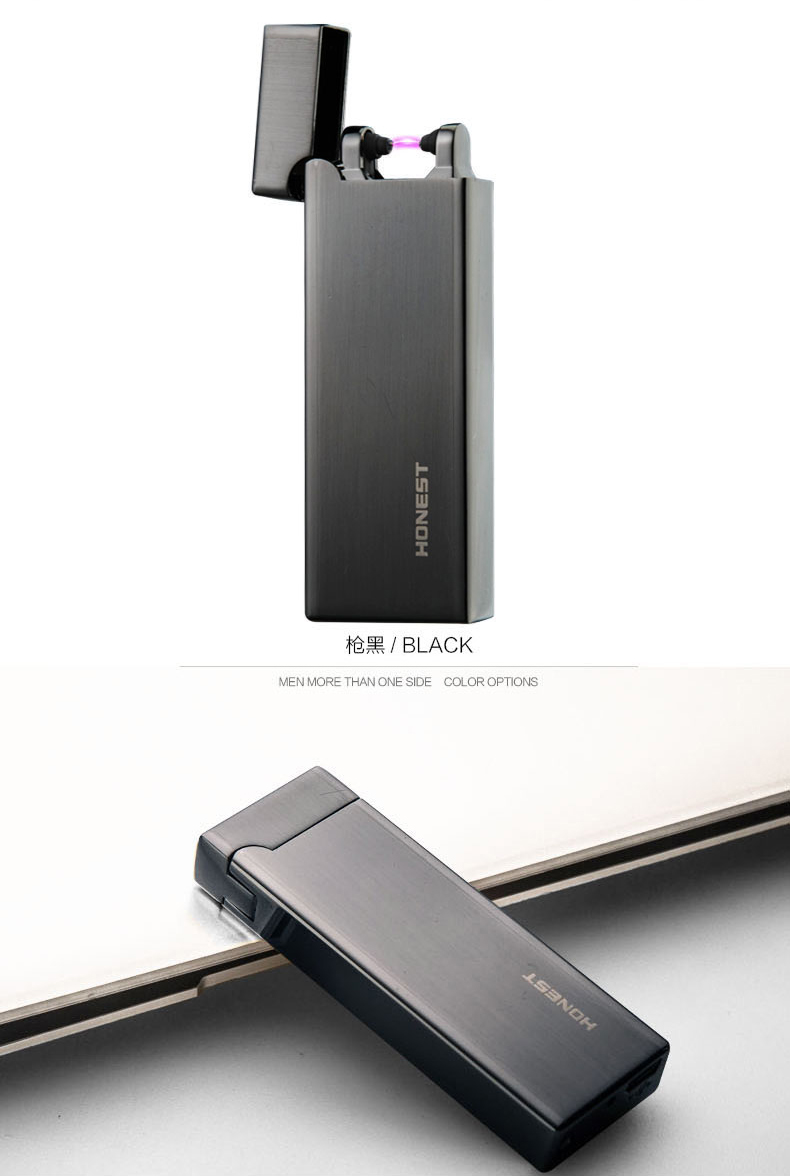 Baicheng USB arc sạc nhẹ siêu mỏng cá tính chống gió sáng tạo kim loại nam nữ nhẹ hơn thuốc lá điện tử quẹt dupont