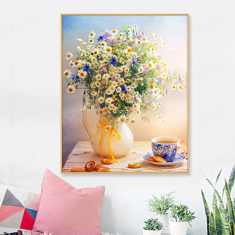 Small cross embroidered vase new 2022 Flower series dining room Bedroom Xuanguan Corridor Living room Own Line Embroidery 2021