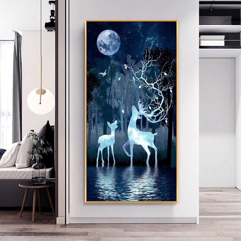 Hair Treasure Deer Diamond Painting Full Drill New 2022 Vertical version Xuan Guan Patch Drill Cross Embroidered Modern Brick Stone Sticker 2021