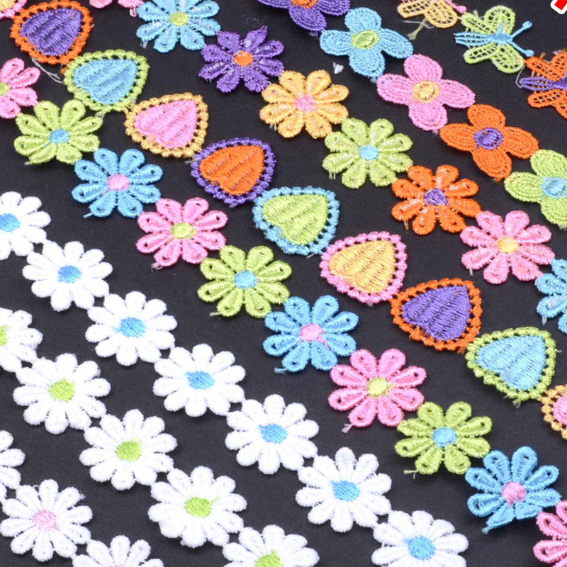 Color lace lace hat decoration handmade diy cotton multi-color love flower petals water-soluble lace material