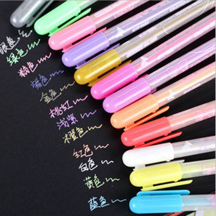 Brandi DIY album decoration color pen graffiti pastel pen black cardboard water chalk 12 color bright highlighter