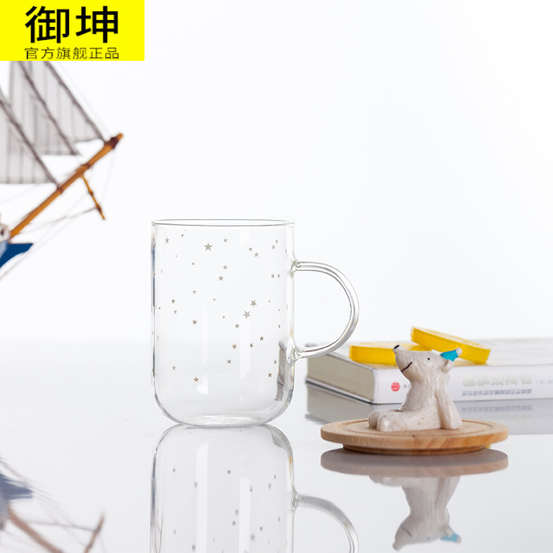 Watch people high borosilicate glass water glass tea cup female students creative cartoon lovers cup contracted the ironing