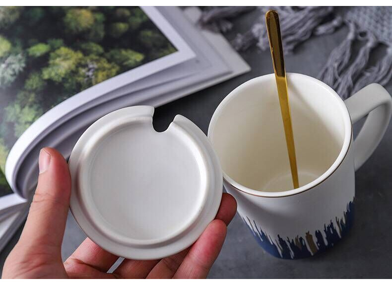 Large capacity British royal of jingdezhen ceramic cup mark cup with cover spoon coffee cup milk cup cup men and women