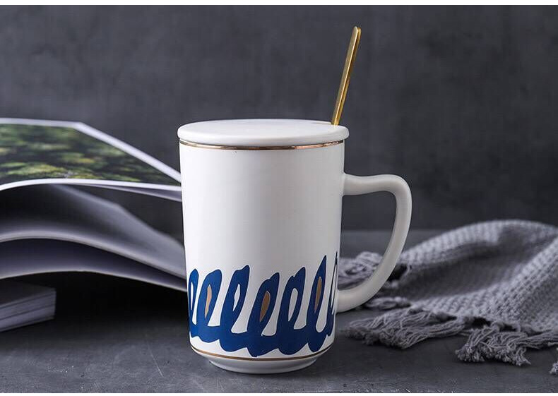 Large capacity British royal of jingdezhen ceramic cup mark cup with cover spoon coffee cup milk cup cup men and women