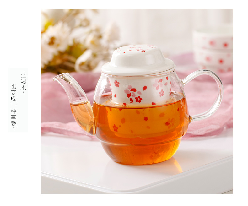 Royal of heat - resistant glass teapot stainless steel filter teapot teacup teapot tea tea set flowers and the plants