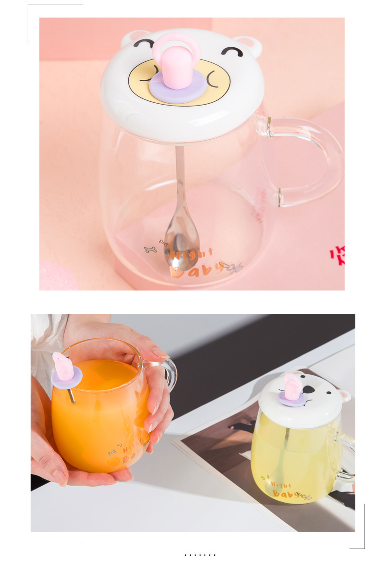 Royal he contracted small pure and fresh and creative express it in transparent glass with cover heat - resistant glass milk a cup of flower tea for breakfast