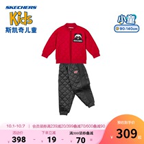 Skechers Skate childrens clothing 2021 autumn and winter new baby panda clothes male and female children warm children set