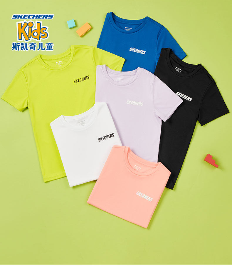 Skechers 斯凯奇 2020年夏款 中大童速干短袖T恤  天猫优惠券折后￥45包邮（￥85-40）110-170码多色可选