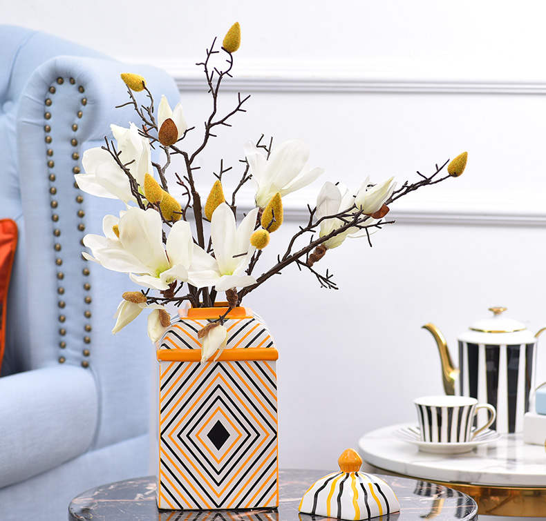Light European - style key-2 luxury furnishing articles example room decorations ceramic vase simulation flower art for the living room table decoration