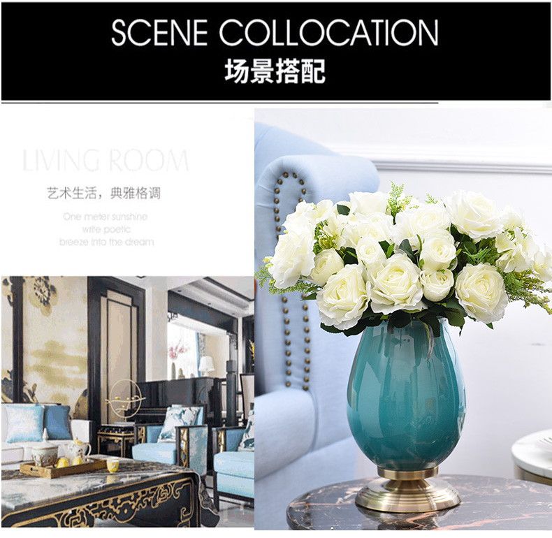 Creative European contracted ceramic vase planting simulation floral suit place to live in the sitting room of modern decoration