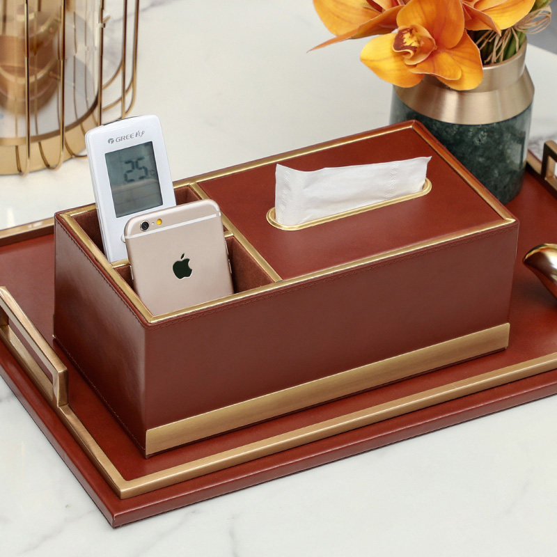 Light luxury tissue box Home living room coffee table American Nordic multi-function paper drawing remote control storage box