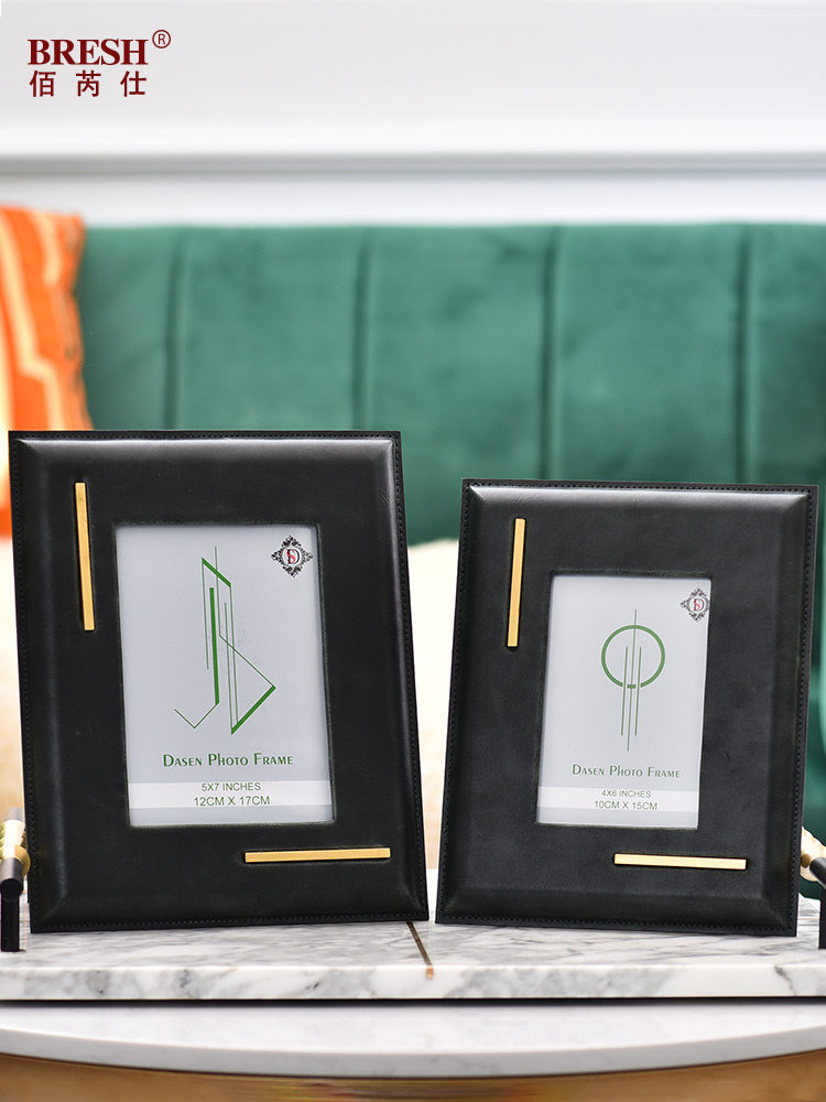 Light luxury creative leather photo frame 6 inch 7 inch modern simple photo decoration model room ornaments home furnishings