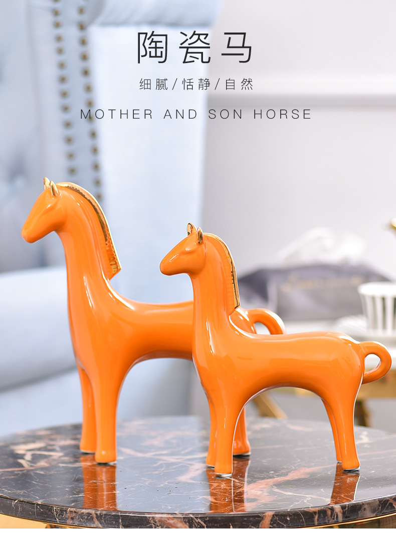 Light European - style key-2 luxury ceramic horse furnishing articles sitting room furniture upholstery creative TV ark, wine crafts