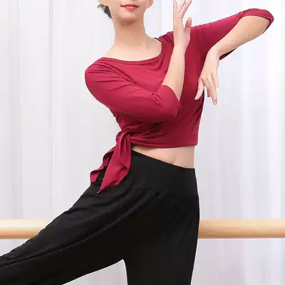 Chinese dance dance suit adult teacher special Latin dance practice suit female adult new mid-sleeve black slim summer