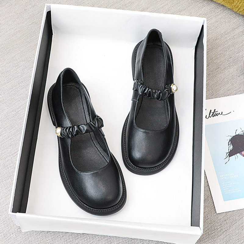 Single shoes women's 2022 new temperament spring and autumn jk uniform shoes mid-heel leather round head Japanese Mary Jane small leather shoes