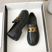 Lefu Shoes Women Genuine Leather Spring New Retro Inron Coarse Heel Metal Buckle Jk Small Leather Shoes Women With Small Dresses Single Shoes