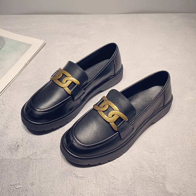 Thick Bottom Lefu Shoes Women Summer Genuine Leather One foot pedal fashion Inn Wind 2022 Spring and autumn style flat bottom head deep mouth Single shoe