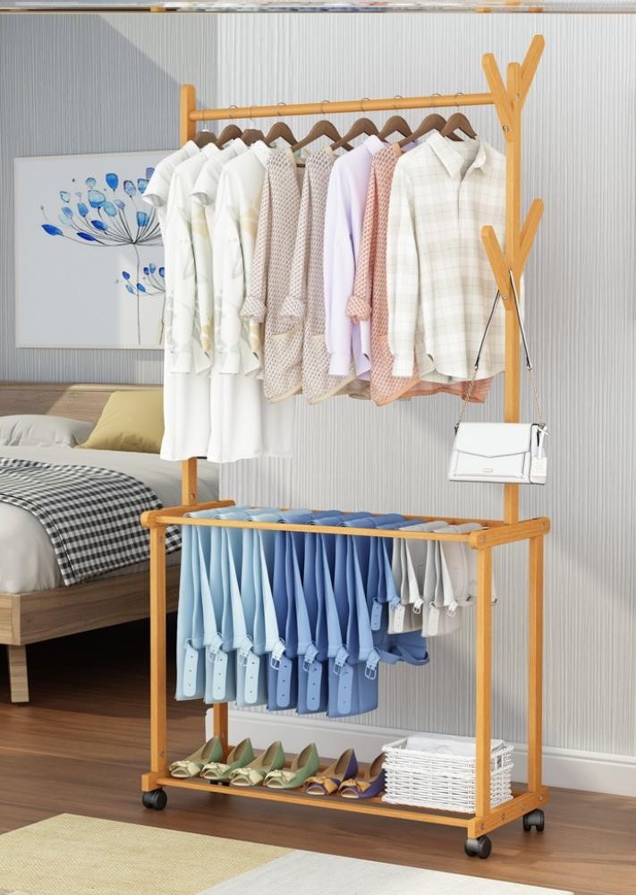 Durable clothes hanger floor-to-ceiling bedroom rack small saving space removable clothes main bedroom finishing rack pants shelf