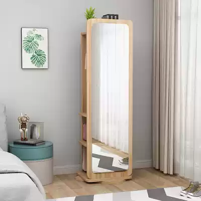 Floor-to-ceiling full-length clothing fitting hanger integrated vertical floor-to-ceiling mirror Household wear rotatable three-dimensional full-length mirror